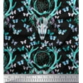 thumbnail image 1 of Soimoi Green Polyester Crepe Fabric Insect,Dream Catcher & Reindeer Face Animal Print Fabric by The Yard 42 Inch Wide, 1 of 1