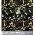 thumbnail image 1 of Soimoi Green Polyester Crepe Fabric Insect,Dream Catcher & Reindeer Face Animal Print Fabric by The Yard 42 Inch Wide, 1 of 1