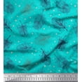thumbnail image 1 of Soimoi Green Rayon Crepe Fabric Artistic Feather Printed Craft Fabric by the Yard 46 Inch Wide, 1 of 3
