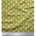 thumbnail image 1 of Soimoi Green Rayon Crepe Fabric Bulb & Stripe Print Fabric by Yard 46 Inch Wide, 1 of 3