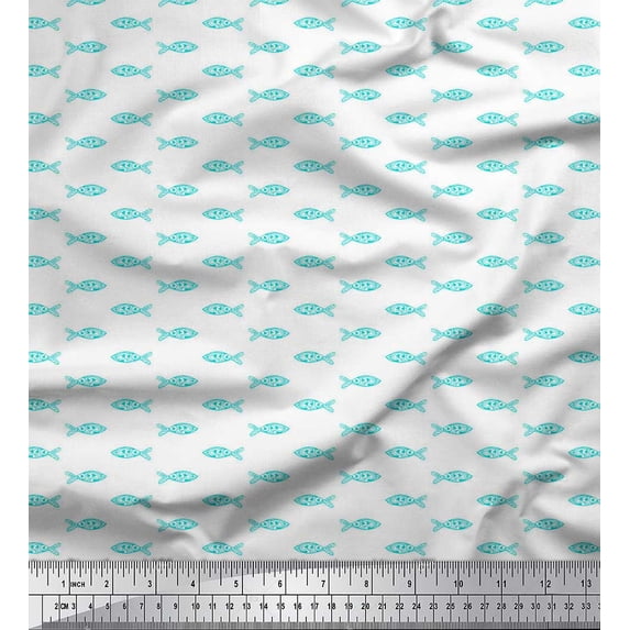 Soimoi Green Rayon Crepe Fabric Fish Ocean Fabric Prints By Yard 46 Inch Wide