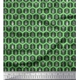 thumbnail image 1 of Soimoi Green Rayon Crepe Fabric Honeycomb Design & Designer Bottle Print Sewing Fabric Yard 46 Inch Wide, 1 of 1