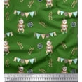 thumbnail image 1 of Soimoi Green Rayon Crepe Fabric Monkey & Lollipop Party Print Fabric by Yard 46 Inch Wide, 1 of 3