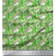 thumbnail image 1 of Soimoi Green Rayon Crepe Fabric Star & Brush Stroke Abstract Print Sewing Fabric Yard 46 Inch Wide, 1 of 3