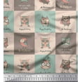 thumbnail image 1 of Soimoi Green Rayon Crepe Fabric Text & Owl Cartoon Print Fabric by the Yard 46 Inch Wide, 1 of 3