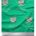 thumbnail image 1 of Soimoi Green Rayon Crepe Fabric Text & Owl Cartoon Print Sewing Fabric Yard 46 Inch Wide, 1 of 3