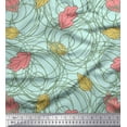 thumbnail image 1 of Soimoi Green Rayon Fabric Abstract Circles & Oak Leaves Clip Art Print Fabric by Yard 42 Inch Wide, 1 of 3