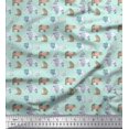 thumbnail image 1 of Soimoi Green Rayon Fabric Bear Animal Print Fabric by the Yard 56 Inch Wide, 1 of 3