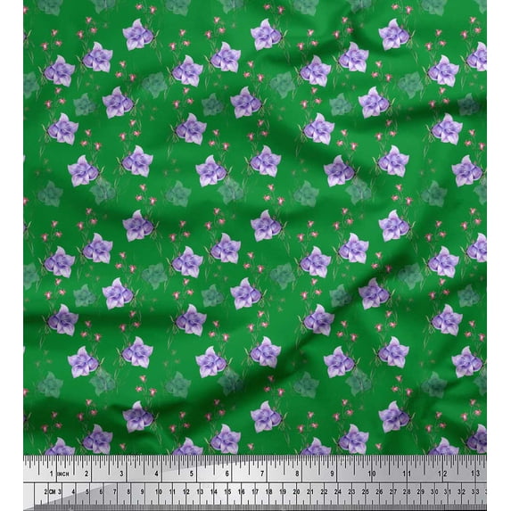 Soimoi Green Rayon Fabric Bell Floral Printed Craft Fabric by the Yard 56 Inch Wide