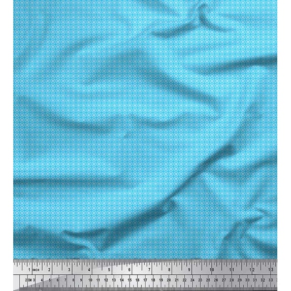 Soimoi Green Rayon Fabric Circle Art Geometric Printed Fabric 1 Yard 56 Inch Wide