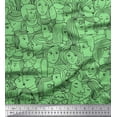 thumbnail image 1 of Soimoi Green Rayon Fabric Human Face Print Fabric by the Yard 56 Inch Wide, 1 of 3