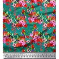 thumbnail image 1 of Soimoi Green Rayon Fabric Laceleaf & Macaw Parrot Bird Fabric Prints by Yard 56 Inch Wide, 1 of 1