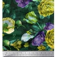 thumbnail image 1 of Soimoi Green Rayon Fabric Leaves & Floral Printed Fabric 1 Yard 42 Inch Wide, 1 of 1