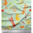 thumbnail image 1 of Soimoi Green Rayon Fabric Lemon Slice & Soft Drink Beverages Print Fabric by Yard 42 Inch Wide, 1 of 3
