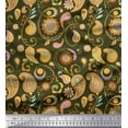 thumbnail image 1 of Soimoi Green Rayon Fabric Mandala & Paisley Print Sewing Fabric Yard 58 Inch Wide, 1 of 3