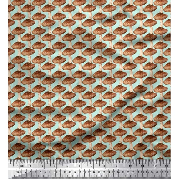 Soimoi Green Rayon Fabric Mushroom Vegetable Fabric Prints By Yard 56 Inch Wide