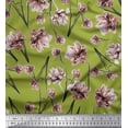 thumbnail image 1 of Soimoi Green Rayon Fabric Peach Floral Print Sewing Fabric BTY 42 Inch Wide, 1 of 1