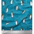 thumbnail image 1 of Soimoi Green Rayon Fabric Penguin Ocean Decor Fabric Printed Yard 42 Inch Wide, 1 of 3