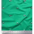 thumbnail image 1 of Soimoi Green Rayon Fabric Spaceship & Star Dots Print Fabric by the Yard 56 Inch Wide, 1 of 3