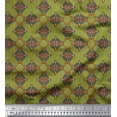 thumbnail image 1 of Soimoi Green Rayon Fabric Stripe & Diamond Geometric Printed Fabric 1 Yard 56 Inch Wide, 1 of 3