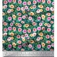 thumbnail image 1 of Soimoi Green Satin Silk Fabric Leaves & Floral Watercolor Print Fabric by The Yard 42 Inch Wide, 1 of 3