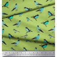 thumbnail image 1 of Soimoi Green Silk Fabric Artistic Bird Print Fabric by the Yard 44 Inch Wide, 1 of 3