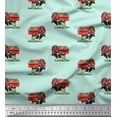 thumbnail image 1 of Soimoi Green Silk Fabric Barn & Cow Farm Decor Fabric Printed Yard 44 Inch Wide, 1 of 3