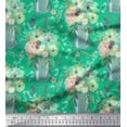 thumbnail image 1 of Soimoi Green Silk Fabric Bottle Vase & Anemone Floral Print Fabric by the Yard 42 Inch Wide, 1 of 3