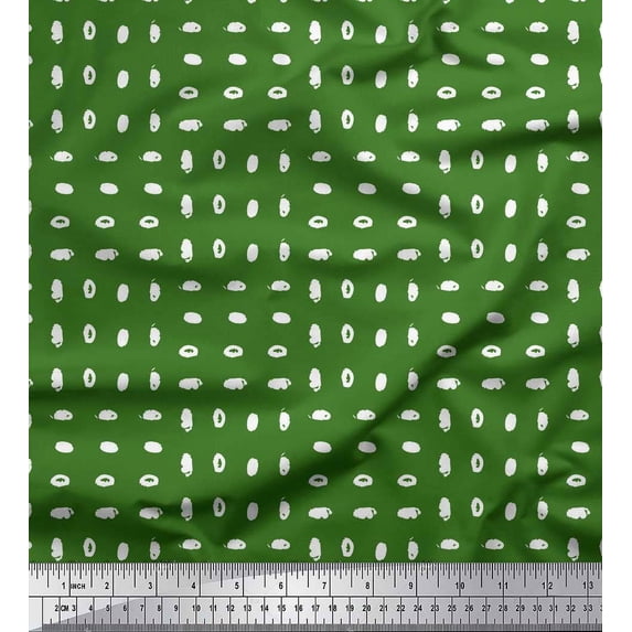 Soimoi Green Silk Fabric Brush Stroke Abstract Print Fabric by the Yard 42 Inch Wide