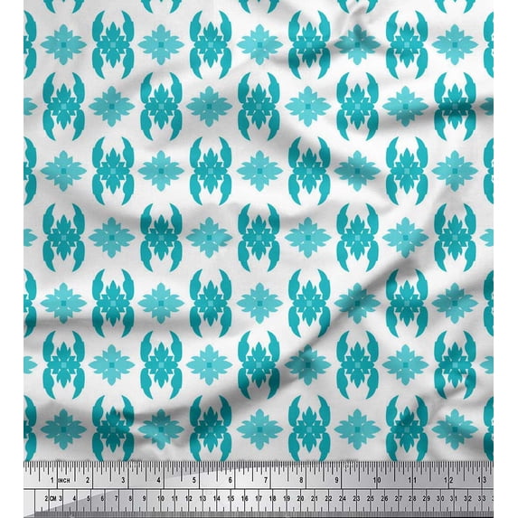 Soimoi Green Silk Fabric Butidar Jamdani Print Fabric by Yard 42 Inch Wide