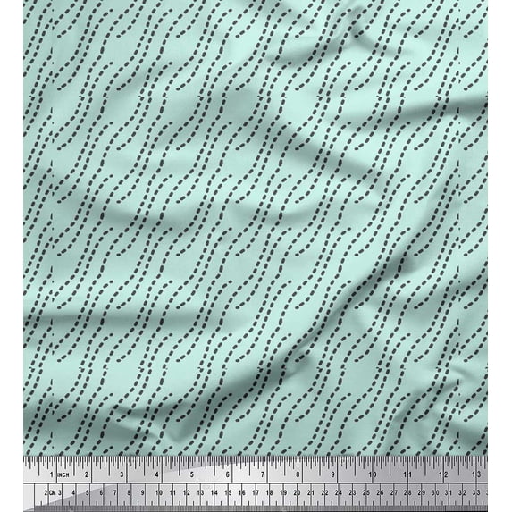 Soimoi Green Silk Fabric Dot Abstract Print Fabric by the Yard 42 Inch Wide
