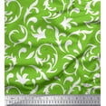 thumbnail image 1 of Soimoi Green Silk Fabric Filigree Damask Printed Fabric 1 Yard 42 Inch Wide, 1 of 3