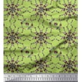 thumbnail image 1 of Soimoi Green Silk Fabric Floral Wreath Geometric Print Fabric by the Yard 44 Inch Wide, 1 of 3