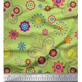 thumbnail image 1 of Soimoi Green Silk Fabric Insect & Floral Clip Art Decor Fabric Printed BTY 42 Inch Wide, 1 of 1
