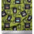 thumbnail image 1 of Soimoi Green Silk Fabric Mocha & Caramel Coffee Beverages Decor Fabric Printed Yard 42 Inch Wide, 1 of 3