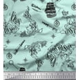 thumbnail image 1 of Soimoi Green Silk Fabric Pirate Ship & Telescope Map Print Sewing Fabric Yard 42 Inch Wide, 1 of 3