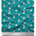 thumbnail image 1 of Soimoi Green Silk Fabric Red Berries & Woodpecker Bird Print Sewing Fabric Yard 44 Inch Wide, 1 of 3