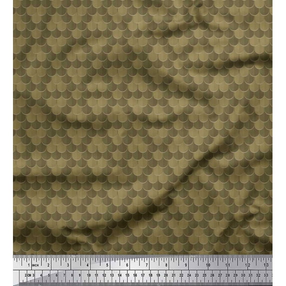 Soimoi Green Silk Fabric Scales Geometric Printed Craft Fabric by the Yard 42 Inch Wide