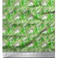 thumbnail image 1 of Soimoi Green Silk Fabric Star & Brush Stroke Abstract Printed Craft Fabric by the Yard 42 Inch Wide, 1 of 3