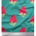 thumbnail image 1 of Soimoi Green Silk Fabric Strawberry Fruits Printed Fabric 1 Yard 42 Inch Wide, 1 of 3