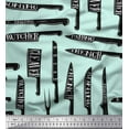 thumbnail image 1 of Soimoi Green Silk Fabric Text & Knife Kitchen Decor Fabric Printed Yard 42 Inch Wide, 1 of 3