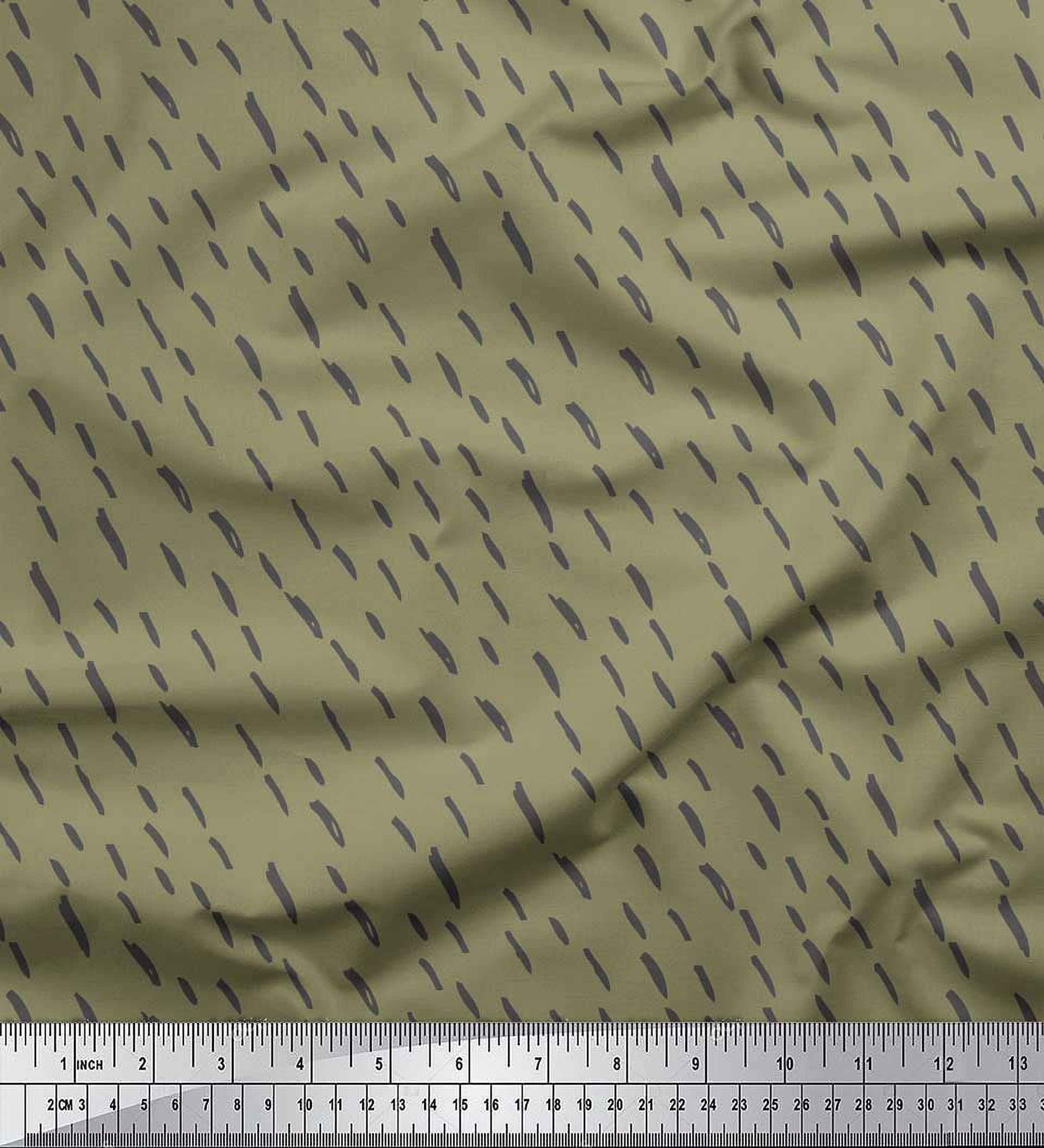 Soimoi Green Velvet Fabric Brush Stroke Abstract Print Fabric by Yard 58 Inch Wide