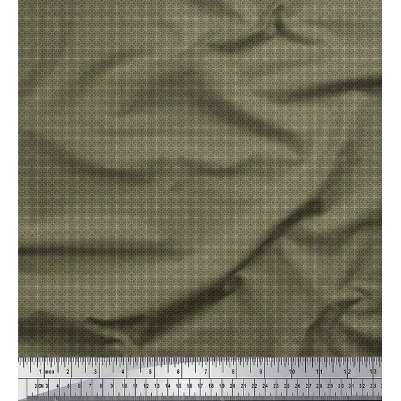 Soimoi Green Velvet Fabric Flower Geometric Print Fabric by the Yard 58 Inch Wide