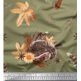 thumbnail image 1 of Soimoi Green Velvet Fabric Leaves & Hedgehog Animal Printed Craft Fabric by the Yard 58 Inch Wide, 1 of 1