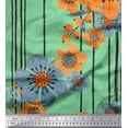 thumbnail image 1 of Soimoi Green Velvet Fabric Leaves,Stripe & Floral Print Sewing Fabric BTY 58 Inch Wide, 1 of 1