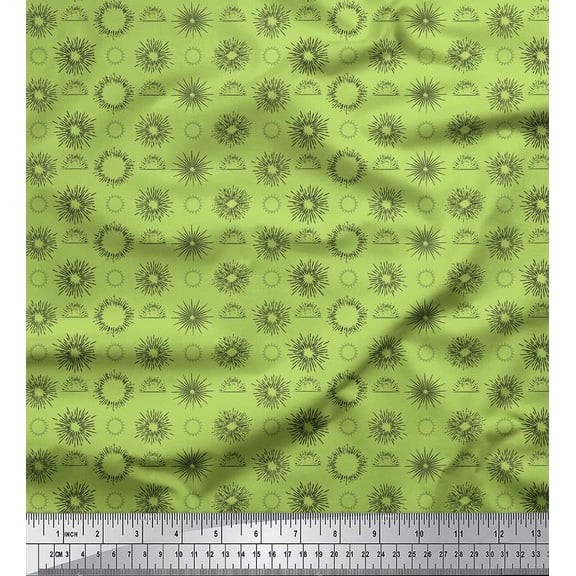 Soimoi Green Velvet Fabric Sun Geometric Decor Fabric Printed Yard 58 Inch Wide