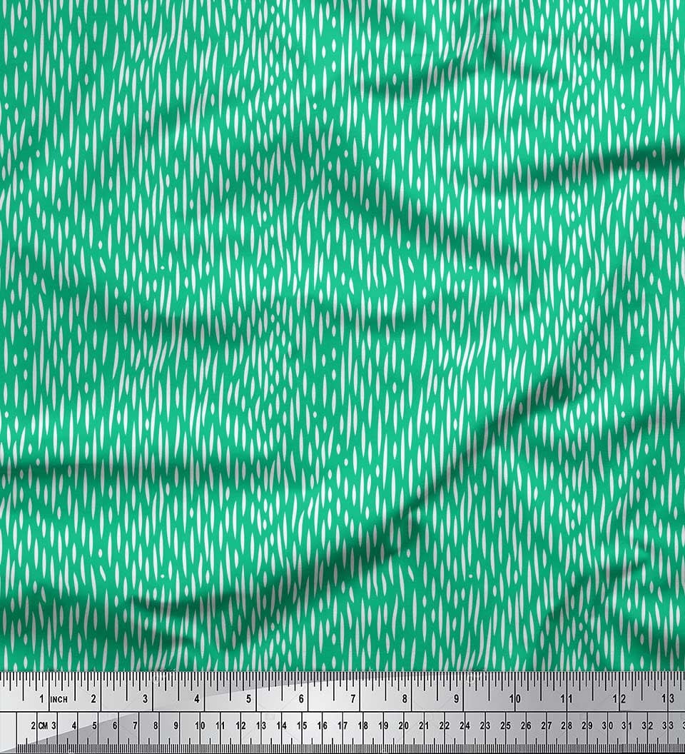 Soimoi Green Viscose Chiffon Fabric Brush Stroke Abstract Printed Craft Fabric by the Yard 42 Inch Wide