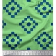 thumbnail image 1 of Soimoi Green Viscose Chiffon Fabric Diamond Geometric Fabric Prints By Yard 42 Inch Wide, 1 of 3