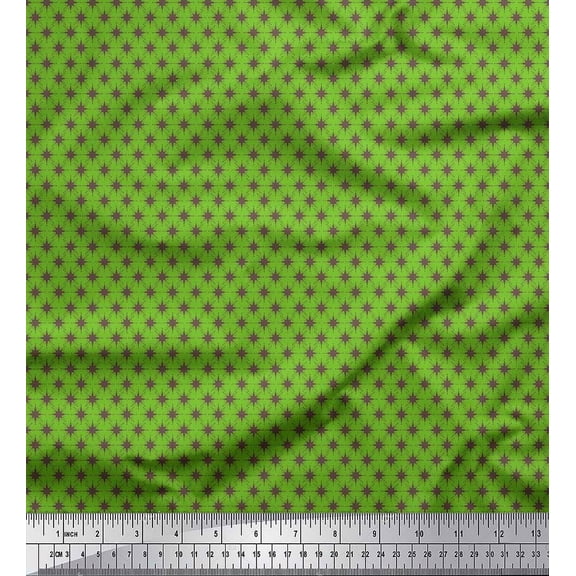 Soimoi Green Viscose Chiffon Fabric Geometrical Star Geometric Decor Fabric Printed Yard 42 Inch Wide