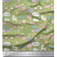 thumbnail image 1 of Soimoi Green Viscose Chiffon Fabric Heart & Unicorn Kids Print Fabric by the Yard 42 Inch Wide, 1 of 3